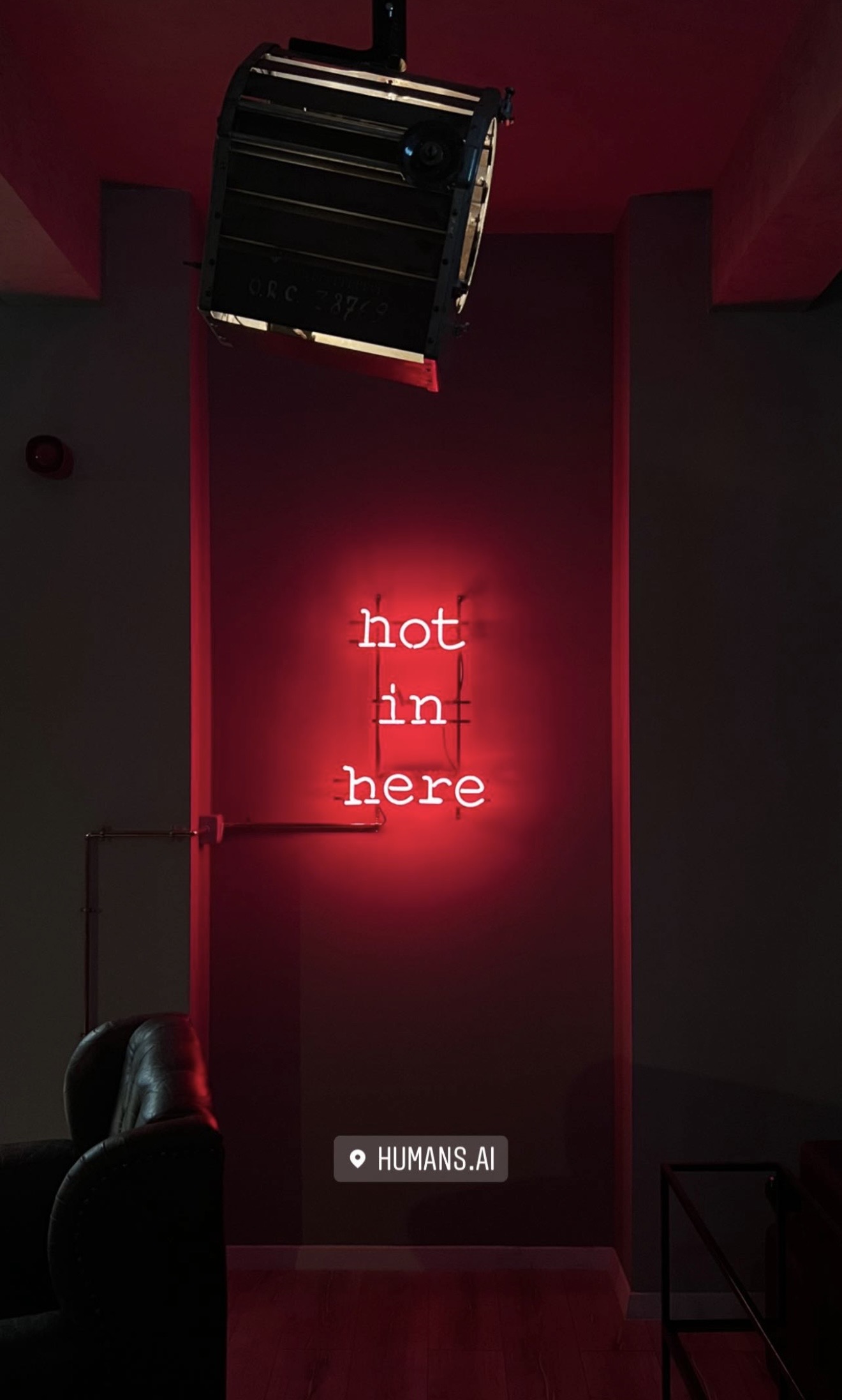 Hot in here neon sign at the Humans.ai office